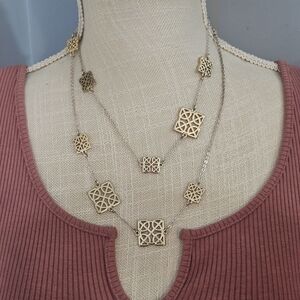 Two Tone Gold and Silver Long Celtic Necklace
